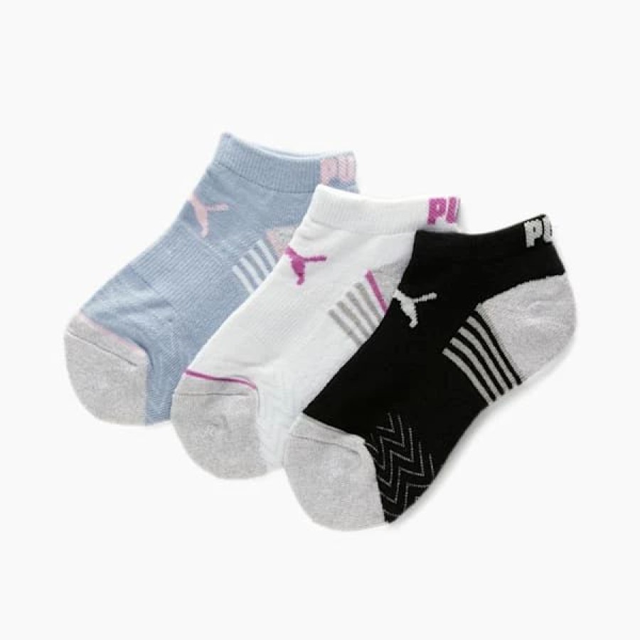 Accessories * | Puma Girls' Low Cut Half Socks [3 Pack] White / Light Pink