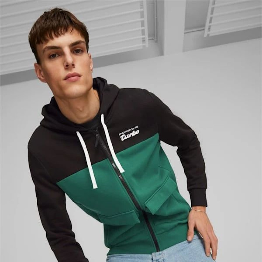 Sports * | Porsche Legacy Men'S Hooded Sweat Jacket Vine-Puma Black