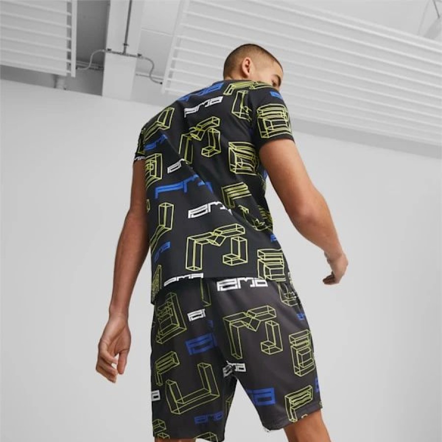 Sports * | Breakaway Printed Basketball Tee Men Puma Black-Multi Aop