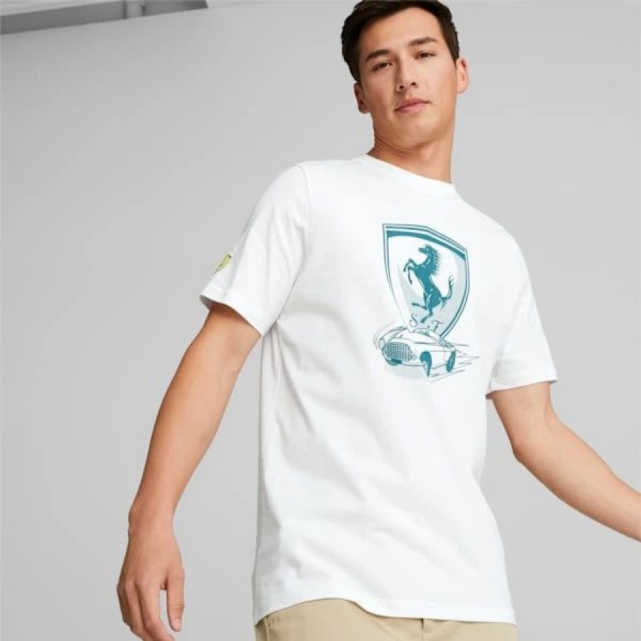 Clothing * | Scuderia Ferrari Race Big Shield Men'S Tonal Tee Puma White