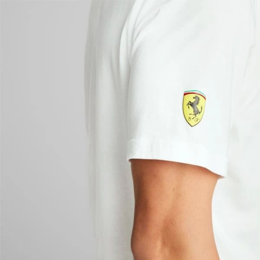 Clothing * | Scuderia Ferrari Race Big Shield Men'S Tonal Tee Puma White