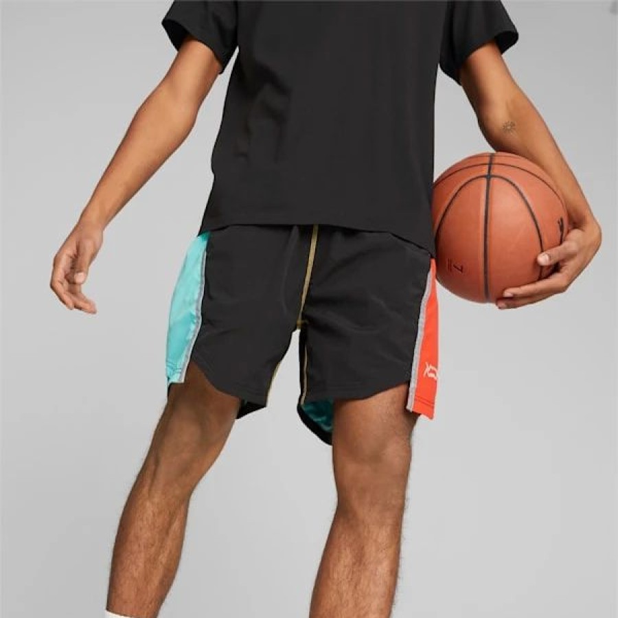 Sports * | Blocked Shot Basketball Men'S Shorts Puma Black-Colorblock