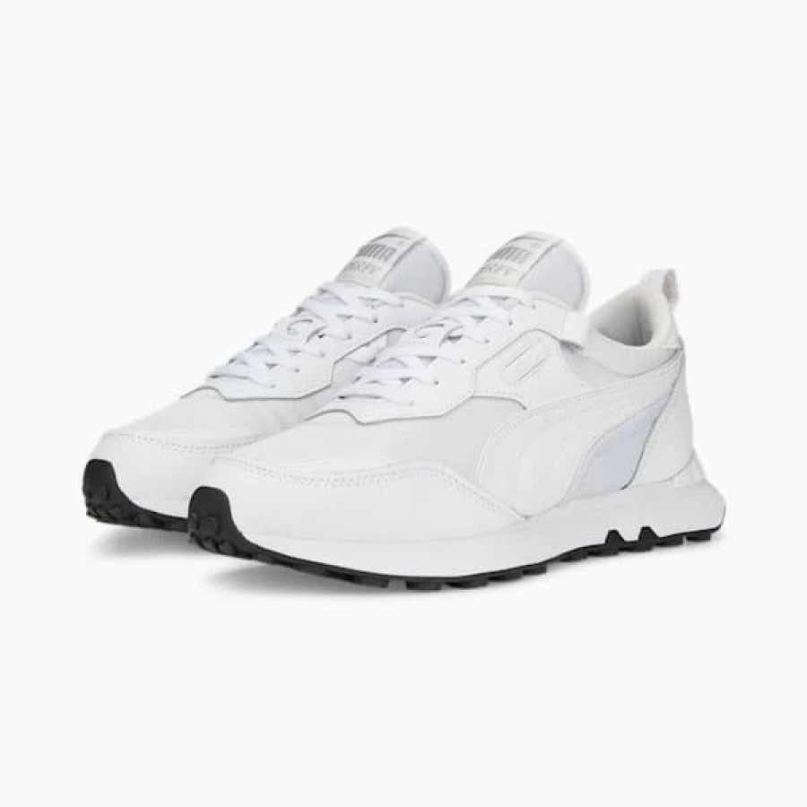 Shoes * | Rider Fv Leather Sneakers Puma White-Puma Black