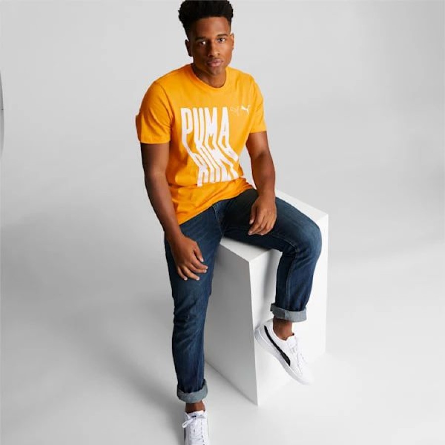 Clothing * | Puma Wavy Baby Men'S Logo Tee Sun Stream