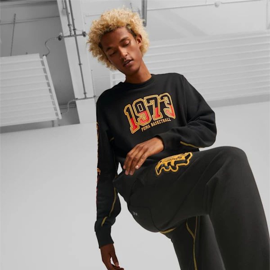 Sports * | Dylan Crew Neck Men'S Basketball Sweatshirt Puma Black