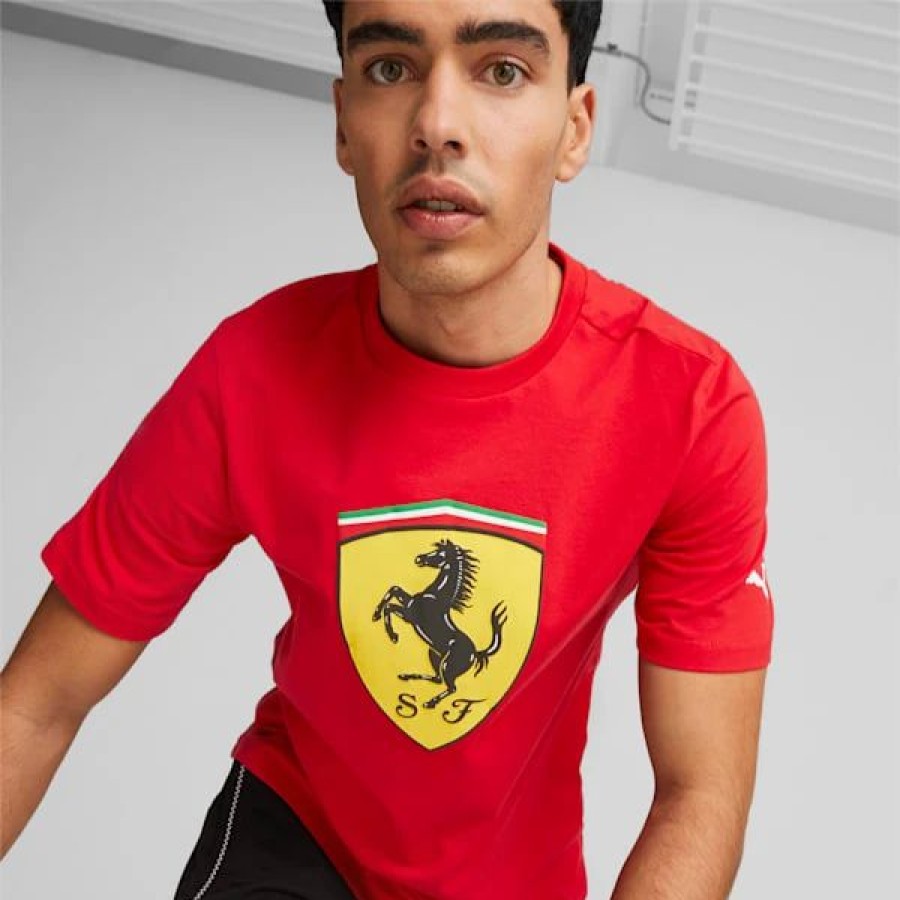 Clothing * | Puma Scuderia Ferrari Big Shield Men'S Tee Rosso Corsa