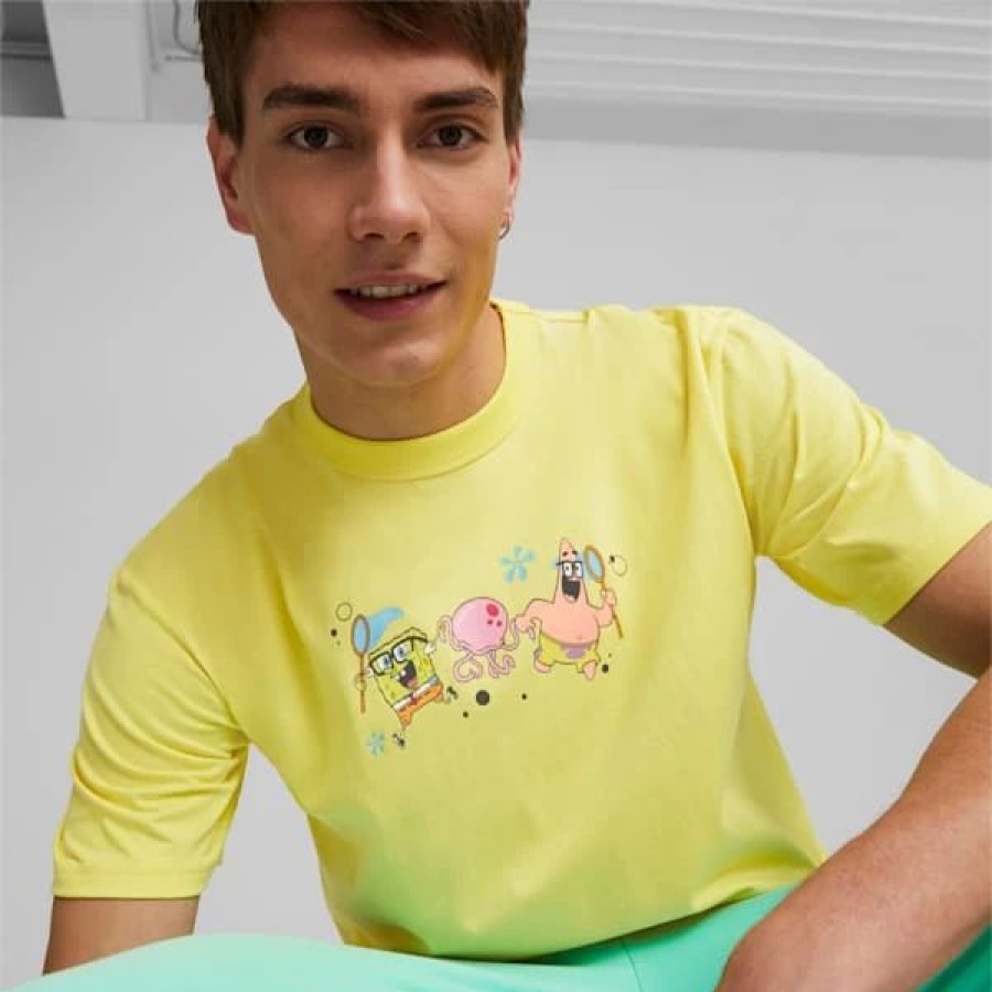 Clothing * | Puma X Spongebob Men'S Graphic Tee Lucent Yellow