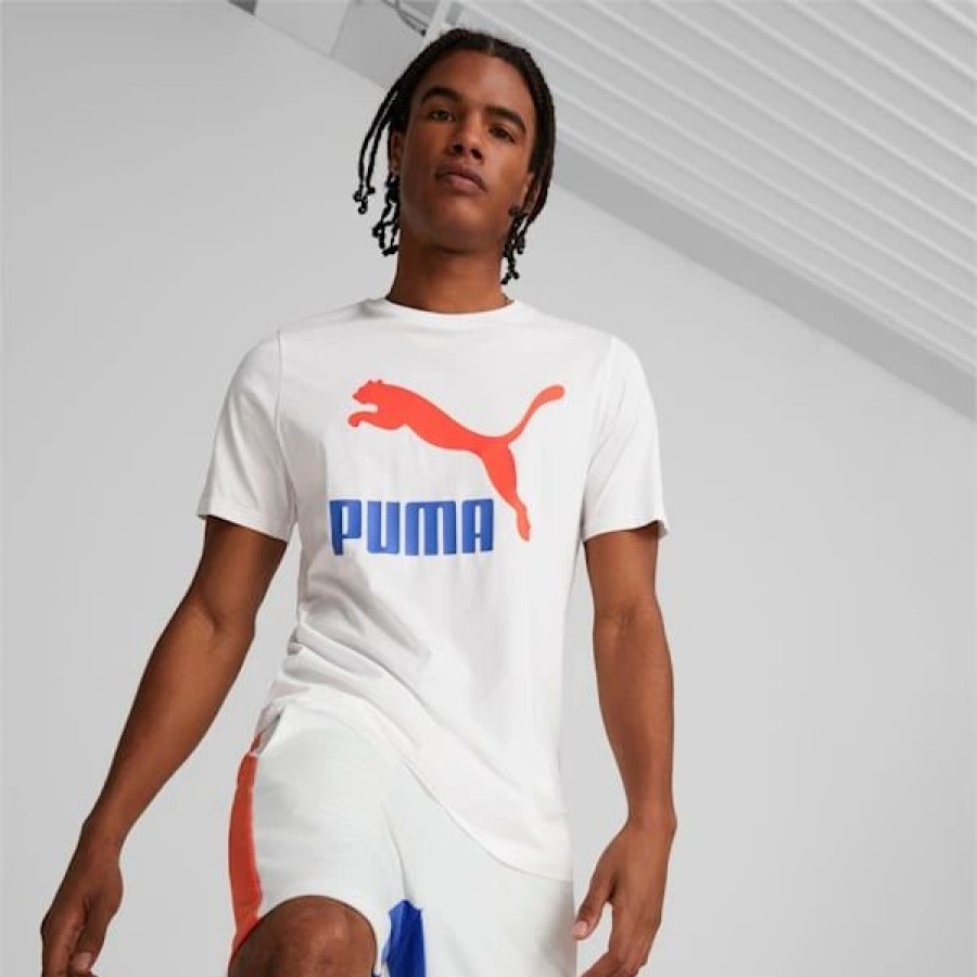 Clothing * | Classics Men'S Logo Tee Puma White-Royal Sapphire