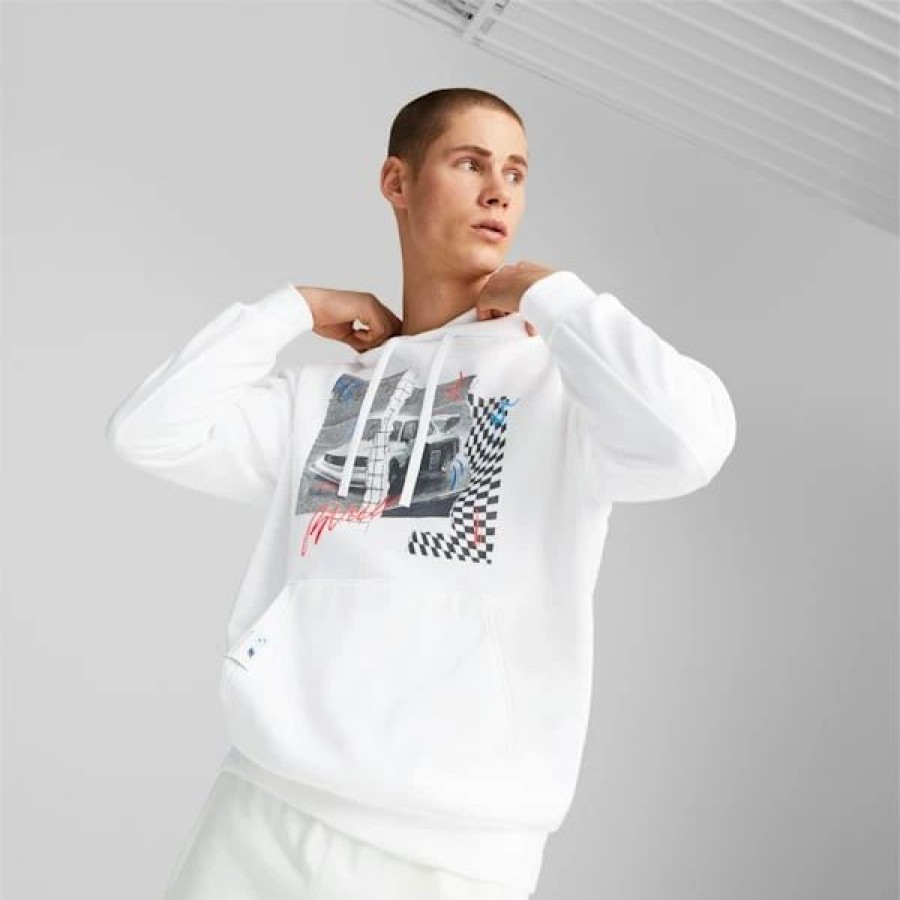 Sports * | Bmw M Motorsport Men'S Graphic Hoodie Puma White