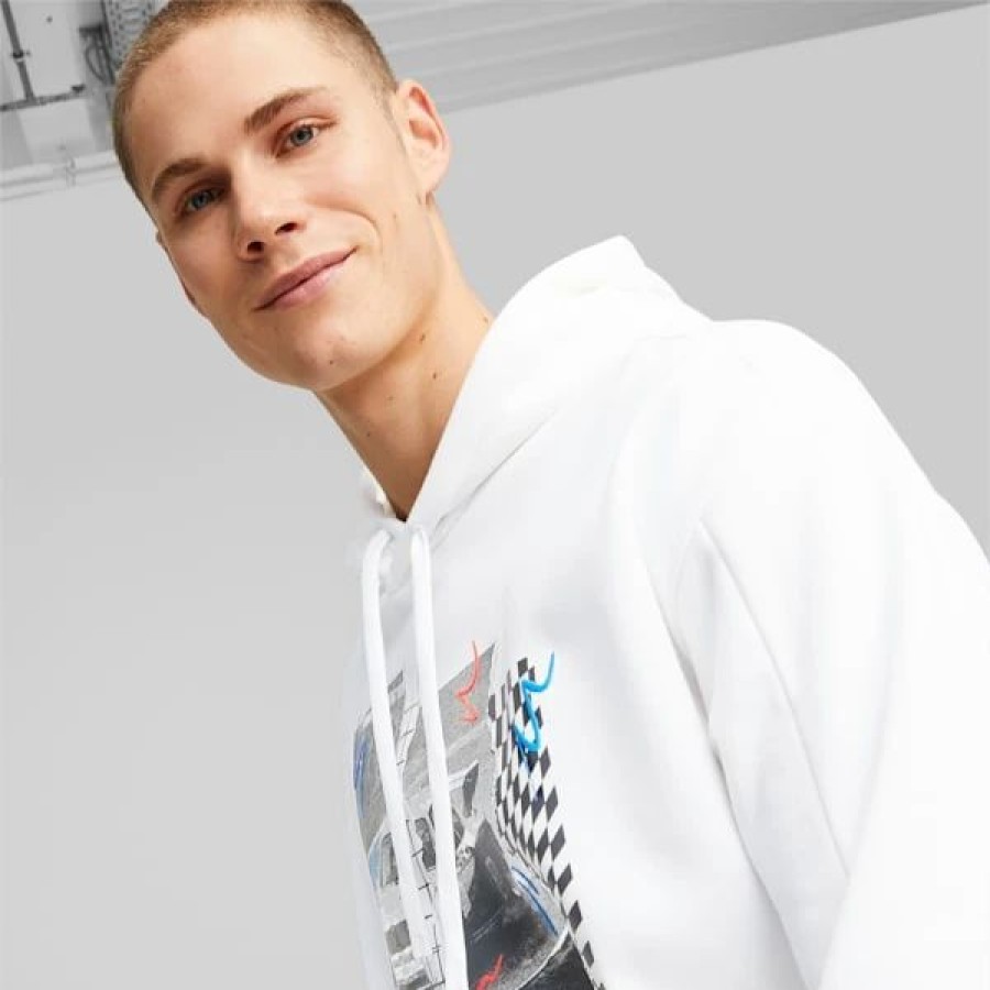 Sports * | Bmw M Motorsport Men'S Graphic Hoodie Puma White