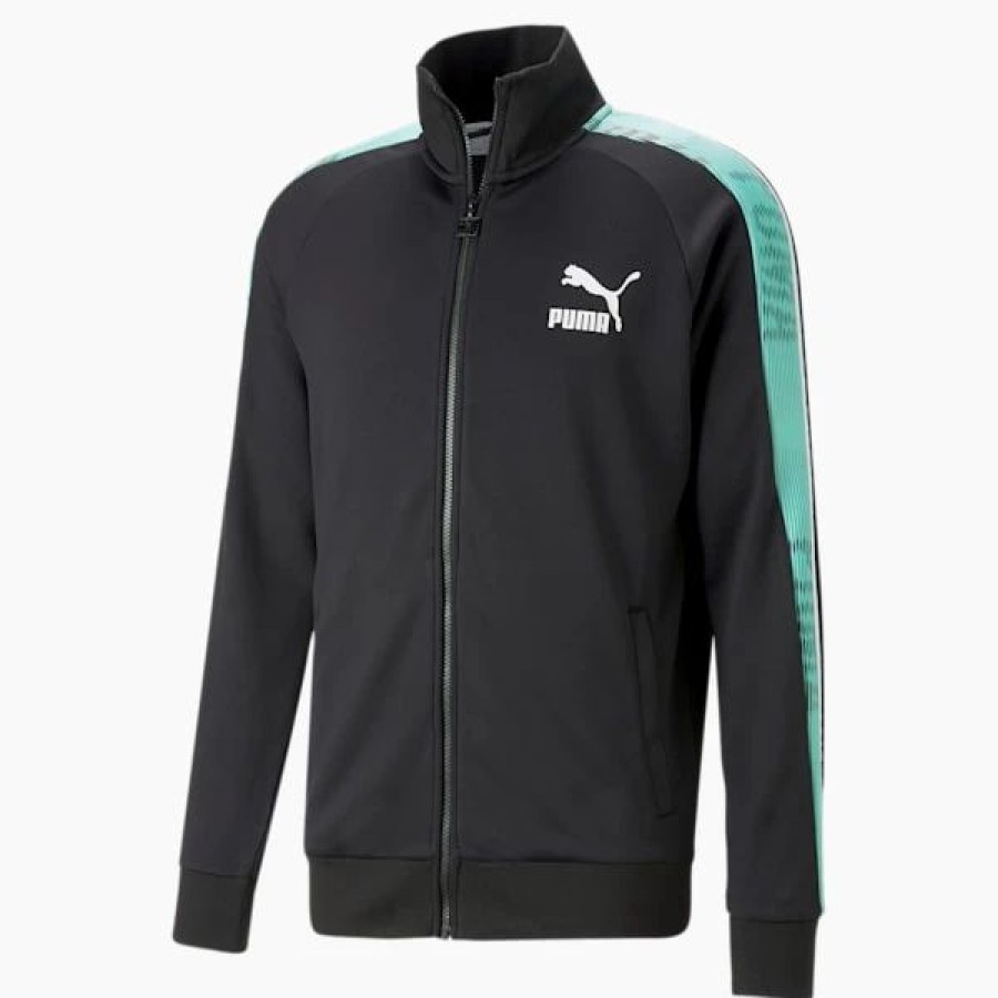 Clothing * | T7 Sport Men'S Track Jacket Puma Black-Mint