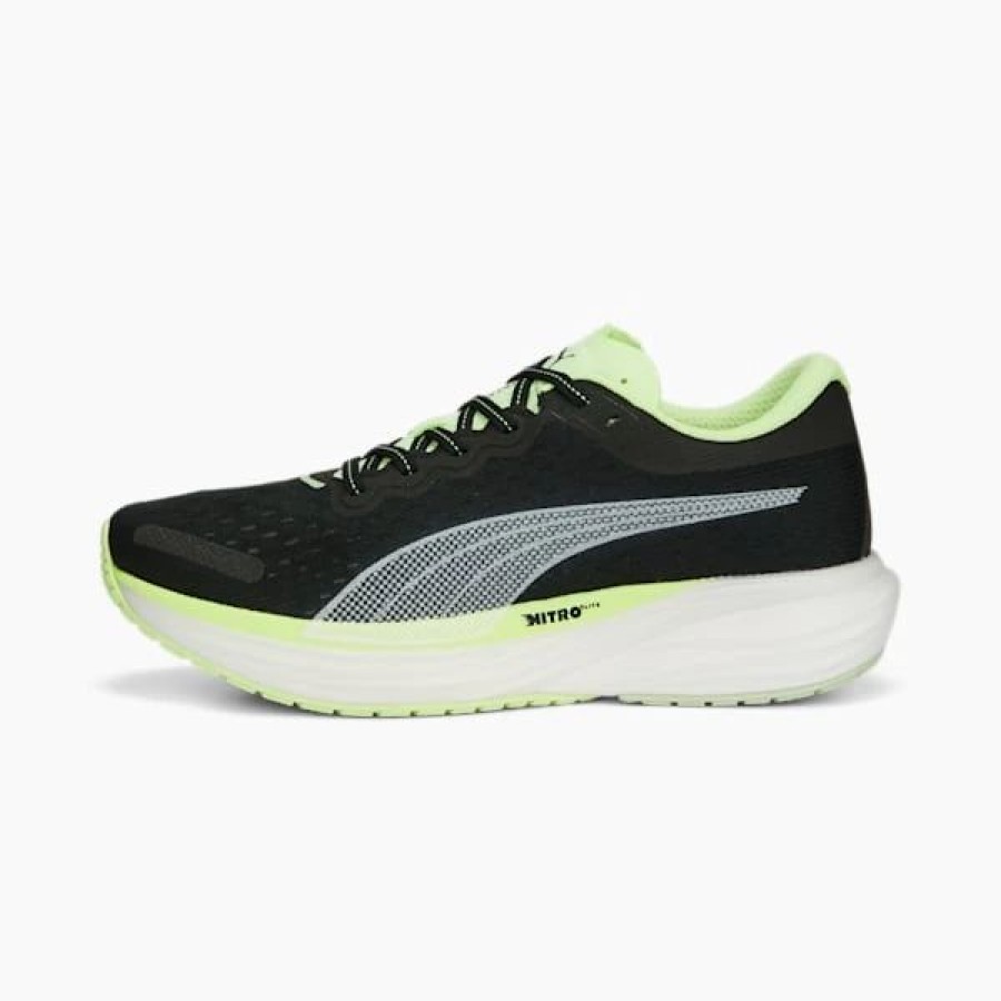 Shoes * | Deviate Nitro 2 Run 75 Running Shoes Men Puma Black-Fast Yellow-Light Mint