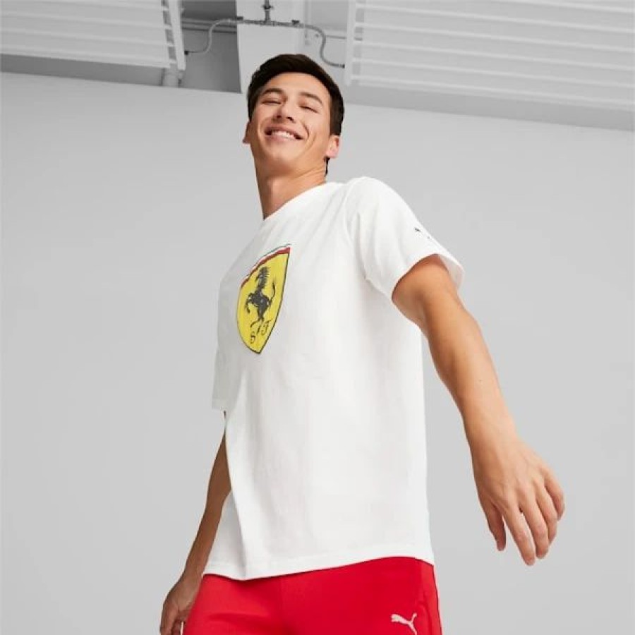 Clothing * | Scuderia Ferrari Big Shield Men'S Tee Puma White