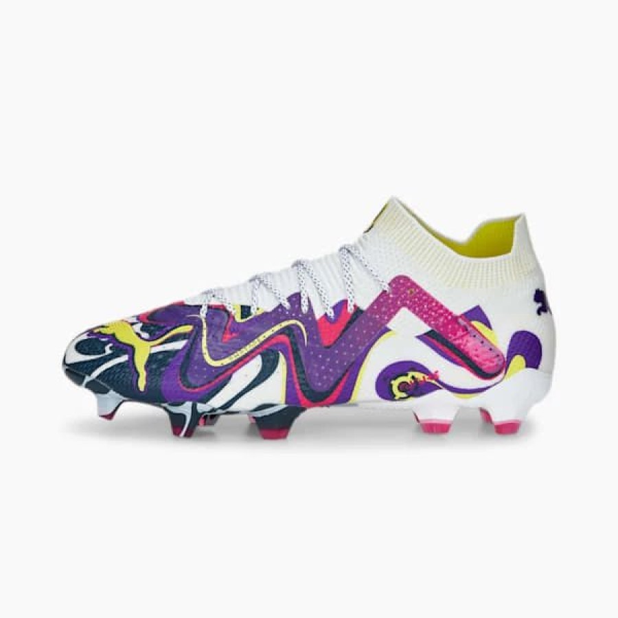 Shoes * | Future Ultimate Creativity Fg/Ag Soccer Cleat Puma White-Team Violet-Fluro Yellow Pes