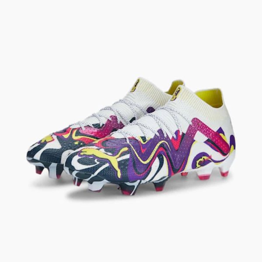 Shoes * | Future Ultimate Creativity Fg/Ag Soccer Cleat Puma White-Team Violet-Fluro Yellow Pes