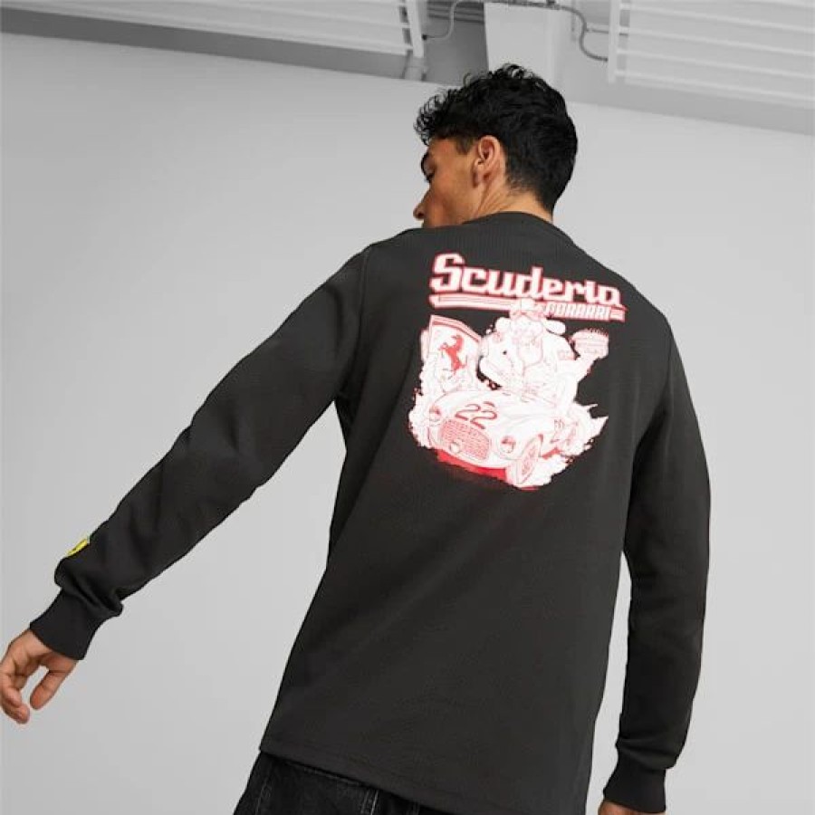 Clothing * | Scuderia Ferrari Race Men'S Graphic Crew Neck Sweatshirt Puma Black