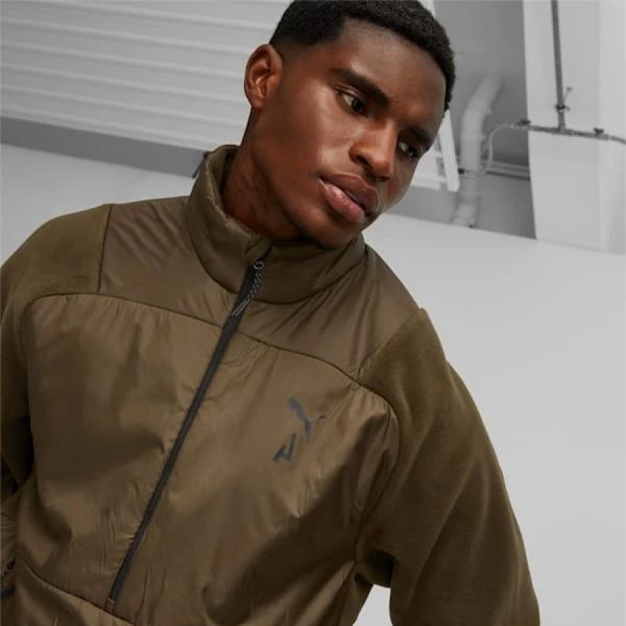 Sports * | Puma Seasons Men'S Fleece Running Pullover Deep Olive