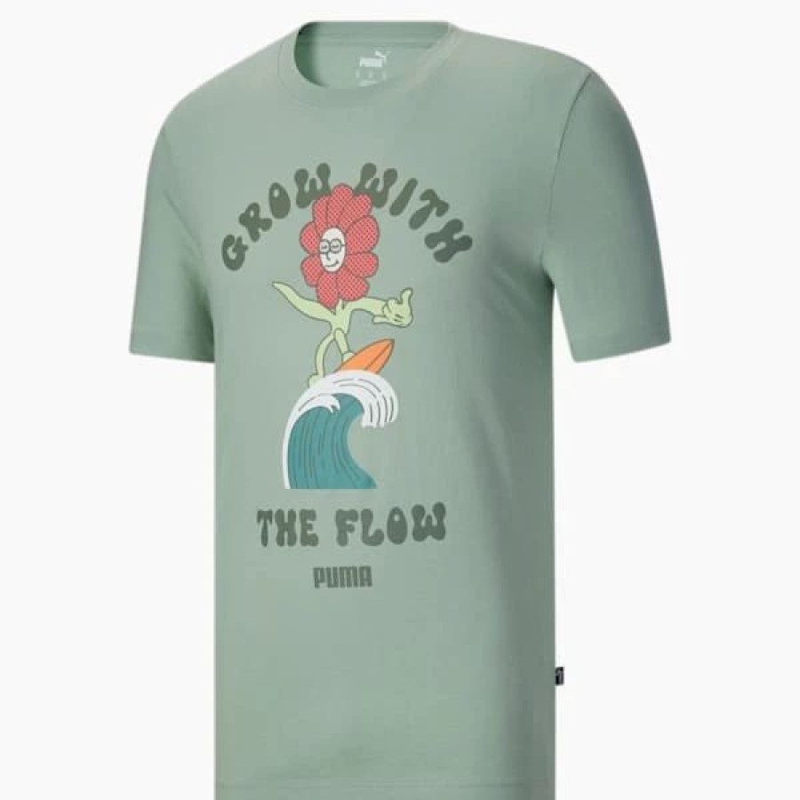 Clothing * | Puma Grow With The Flow Men'S Tee Green Fog