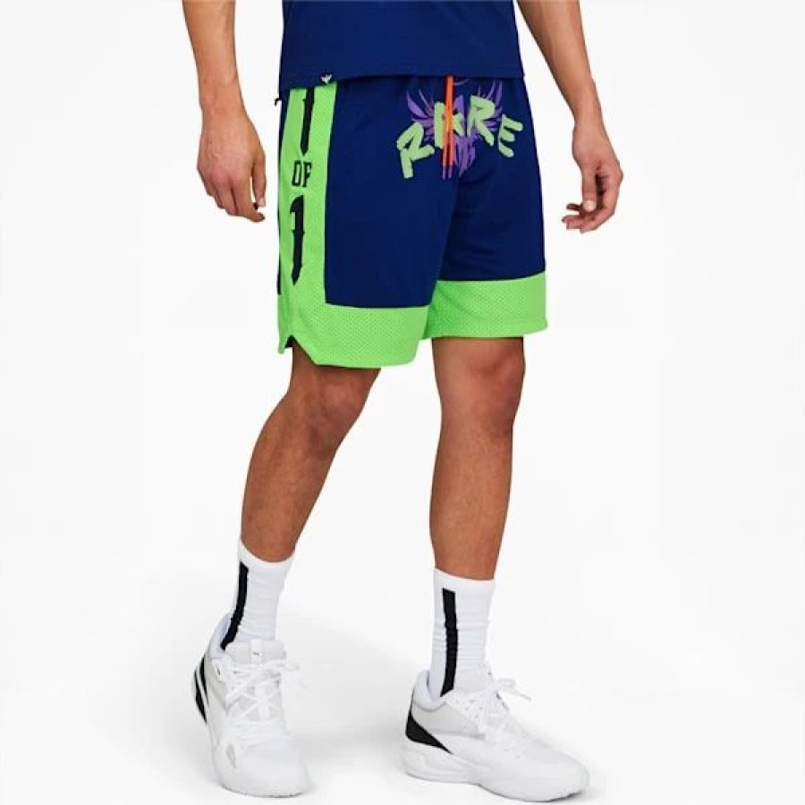 Sports * | Puma X Lamelo Ball Rare Men'S Basketball Shorts Elektro Blue-Green Gecko