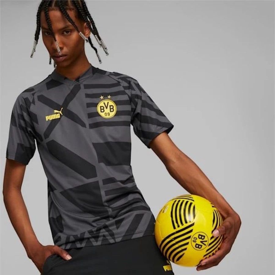 Sports * | Borussia Dortmund Soccer Men'S Prematch Jersey Puma Black-Asphalt