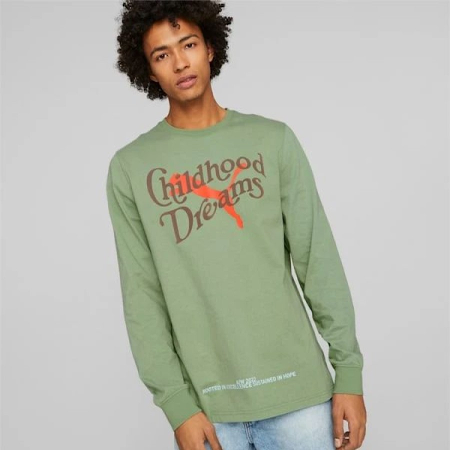 Clothing * | Puma Childhood Dreams Men'S Basketball Longsleeve Tee Dusty Green