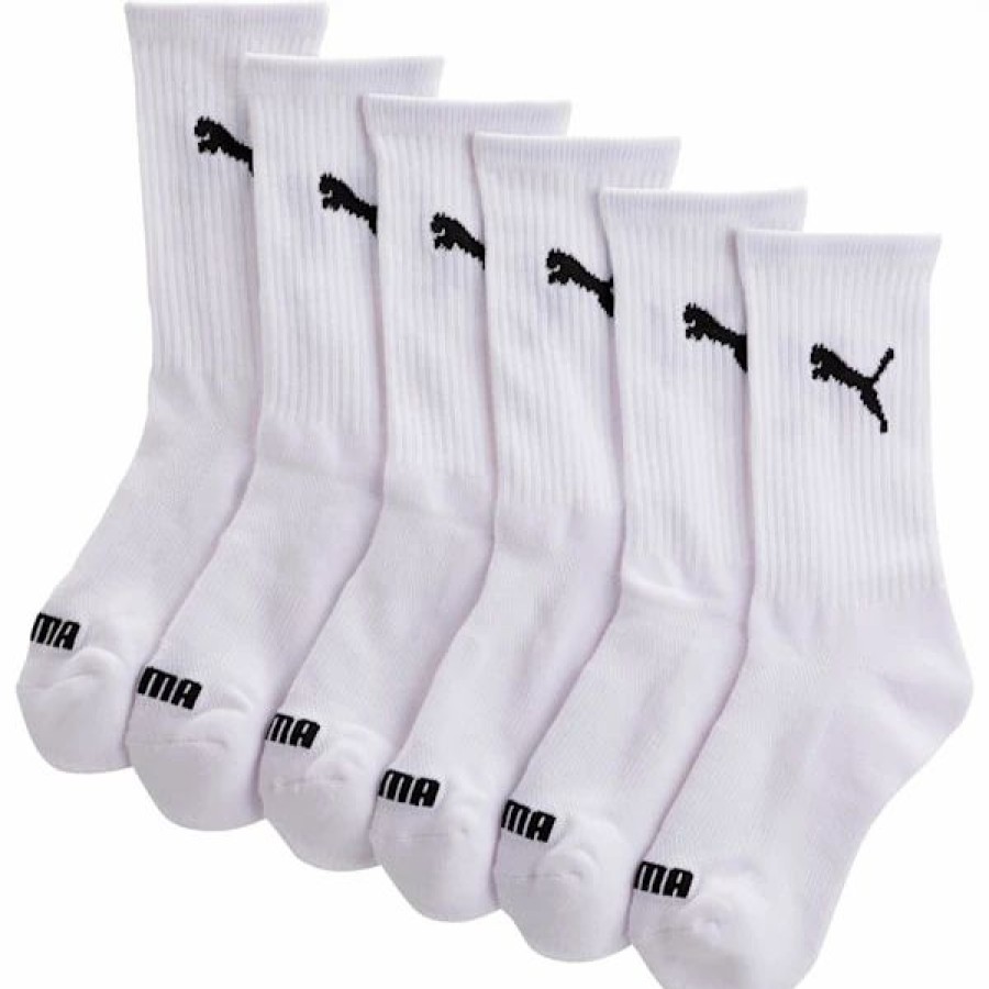 Accessories * | Puma Boys' Crew Socks (6 Pack) White / Black