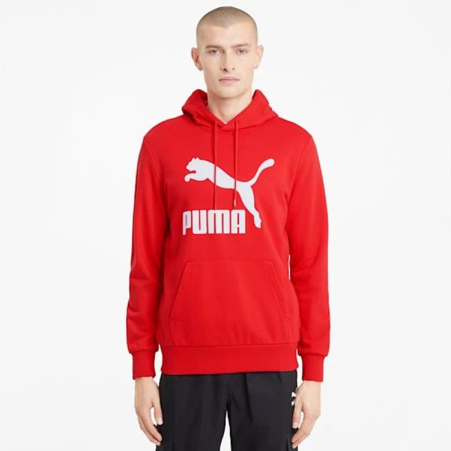 Clothing * | Puma Classics French Terry Logo Men'S Hoodie High Risk Red