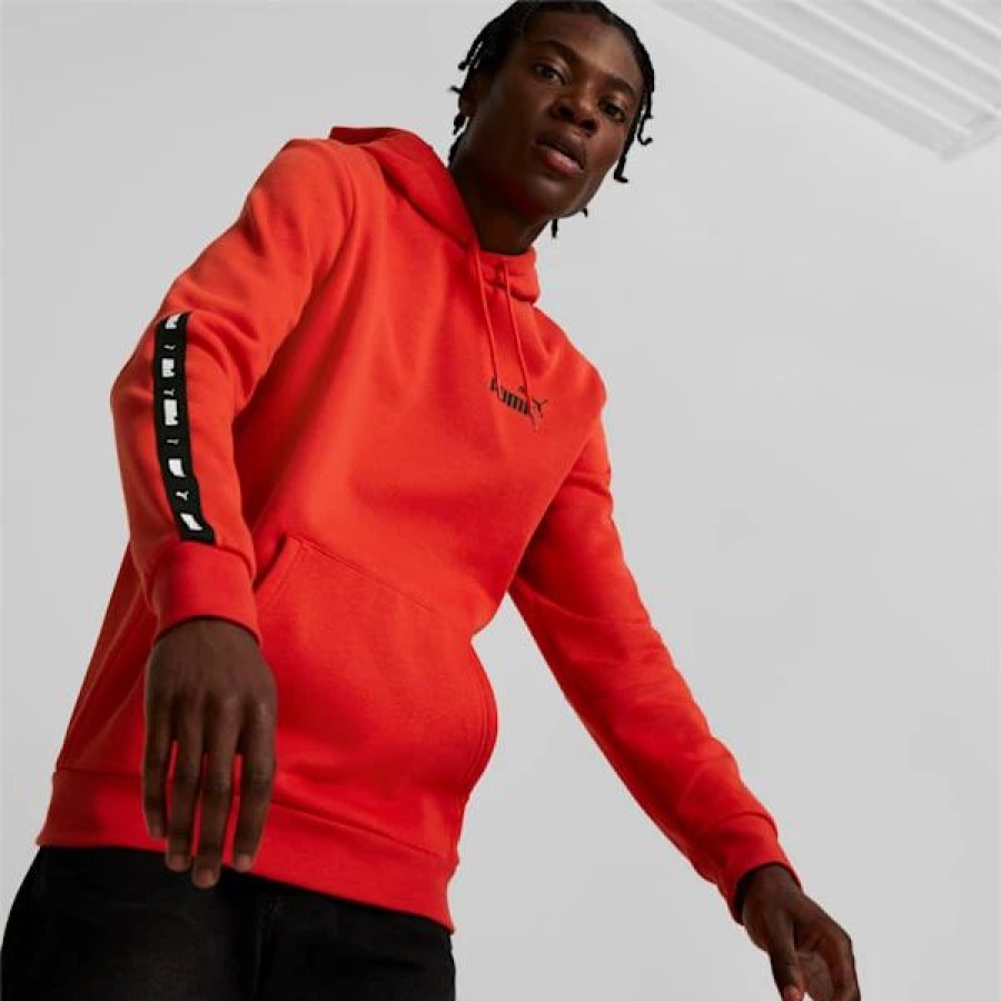 Clothing * | Puma Essentials+ Tape Men'S Hoodie Burnt Red