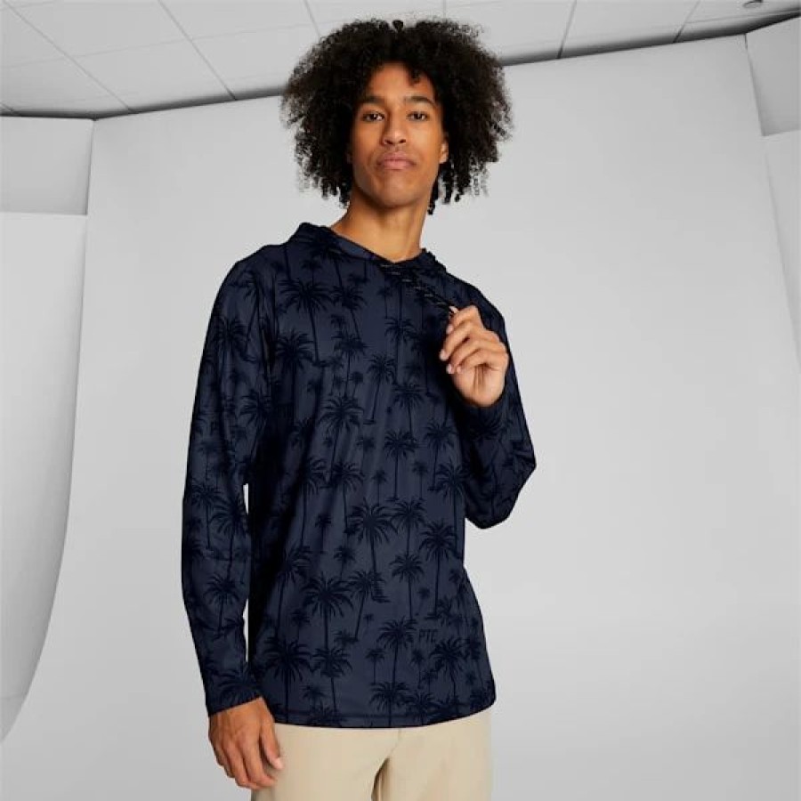 Sports * | Puma X Palm Tree Crew Lightweight Palm Men'S Golf Hoodie Navy Blazer