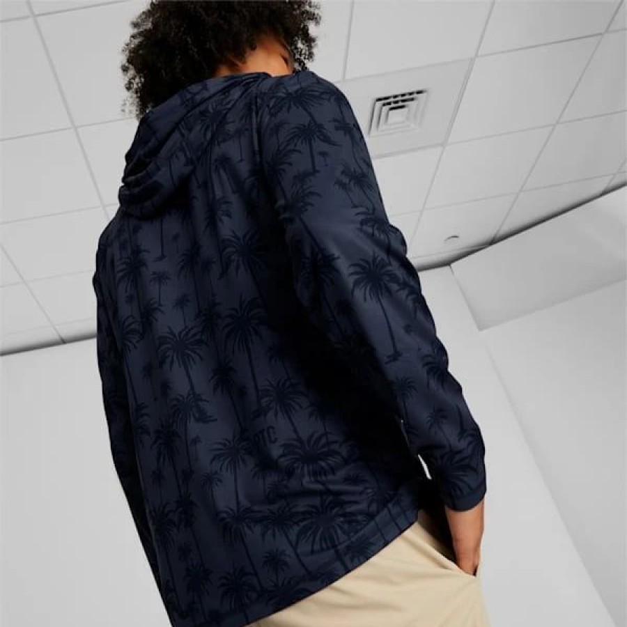 Sports * | Puma X Palm Tree Crew Lightweight Palm Men'S Golf Hoodie Navy Blazer