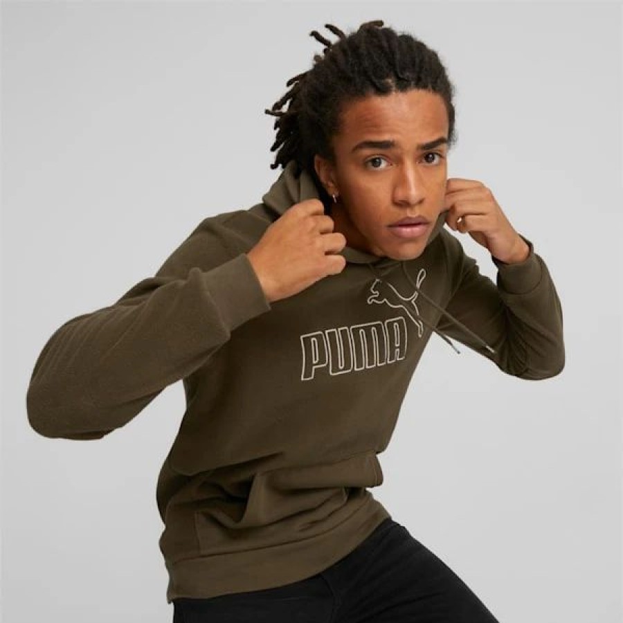 Clothing * | Puma Essentials Men'S Polar Fleece Hoodie Deep Olive