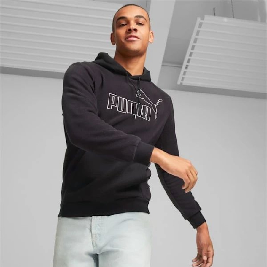 Clothing * | Essentials Men'S Polar Fleece Hoodie Puma Black