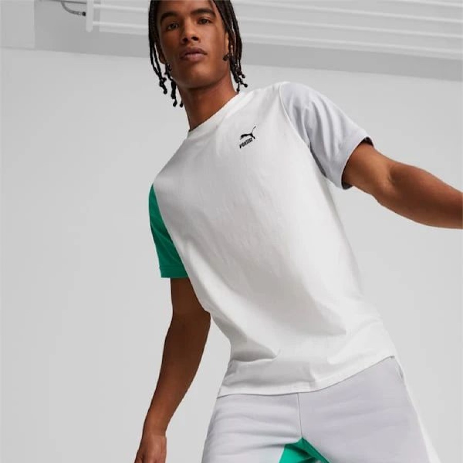 Clothing * | Classics Block Men'S Tee Puma White-Platinum Gray