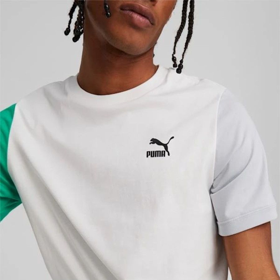 Clothing * | Classics Block Men'S Tee Puma White-Platinum Gray