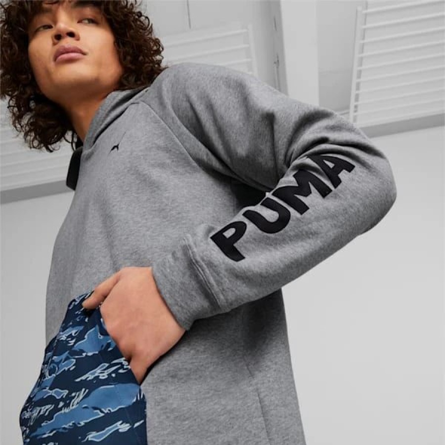 Sports * | Puma Train Concept Printed Men'S Training Hoodie Medium Gray Heather