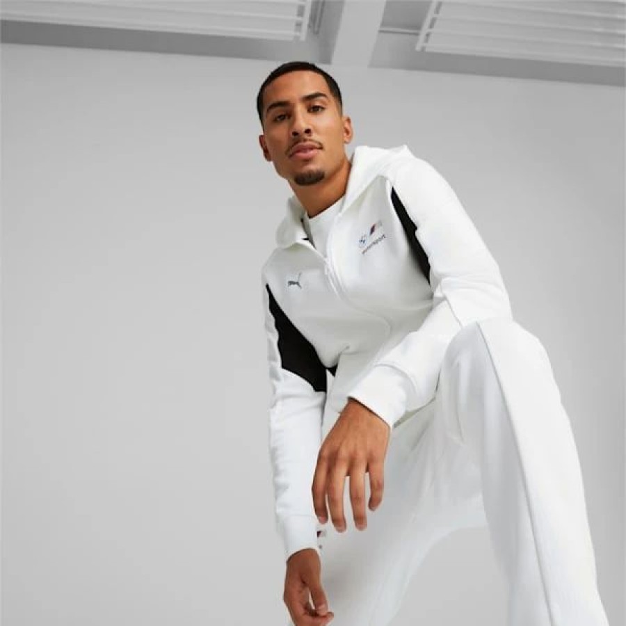 Sports * | Bmw M Motorsport Men'S Hooded Sweat Jacket Puma White