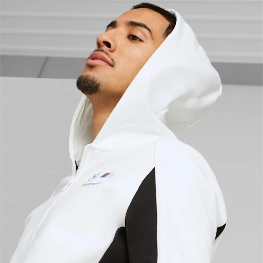 Sports * | Bmw M Motorsport Men'S Hooded Sweat Jacket Puma White