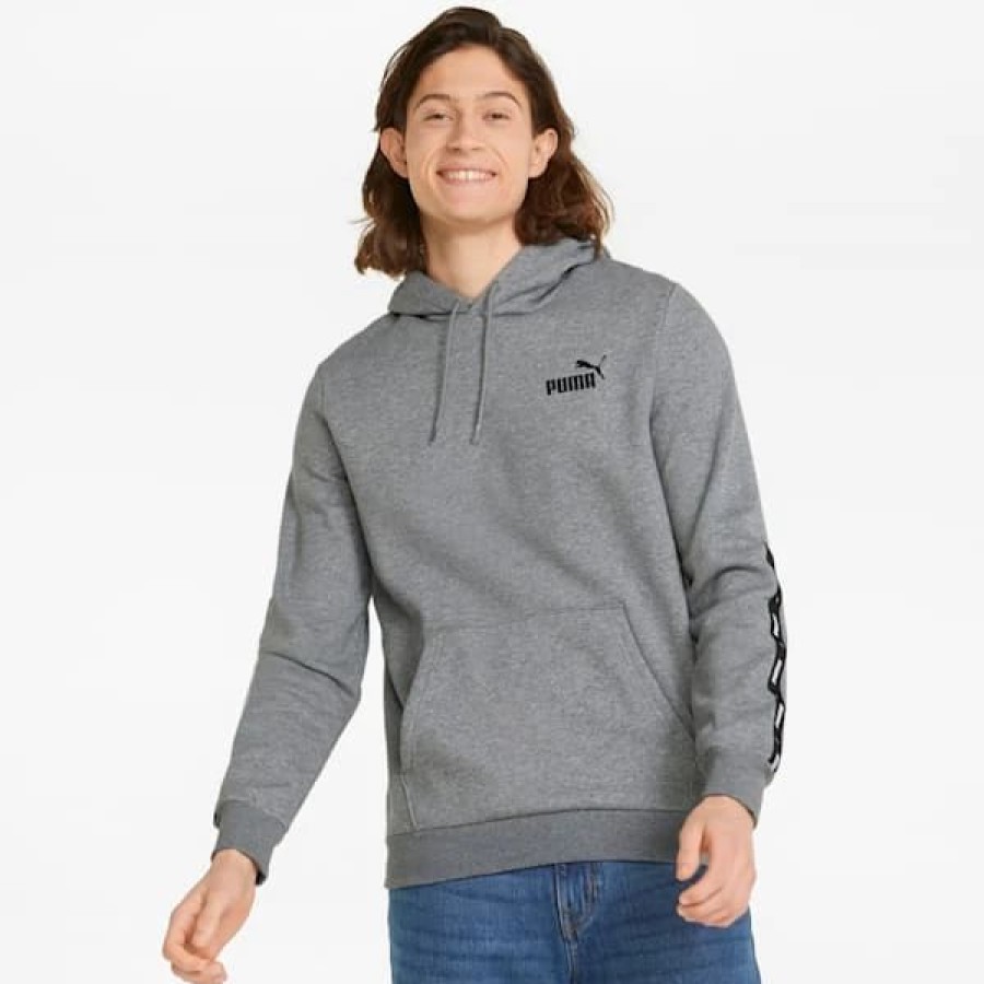 Clothing * | Puma Essentials+ Tape Men'S Hoodie Medium Gray Heather