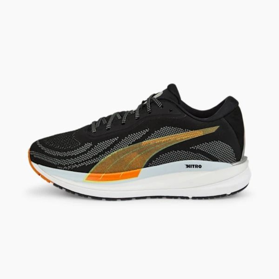 Sports * | Magnify Nitro Knit Men'S Running Shoes Puma Black-Orange Brick