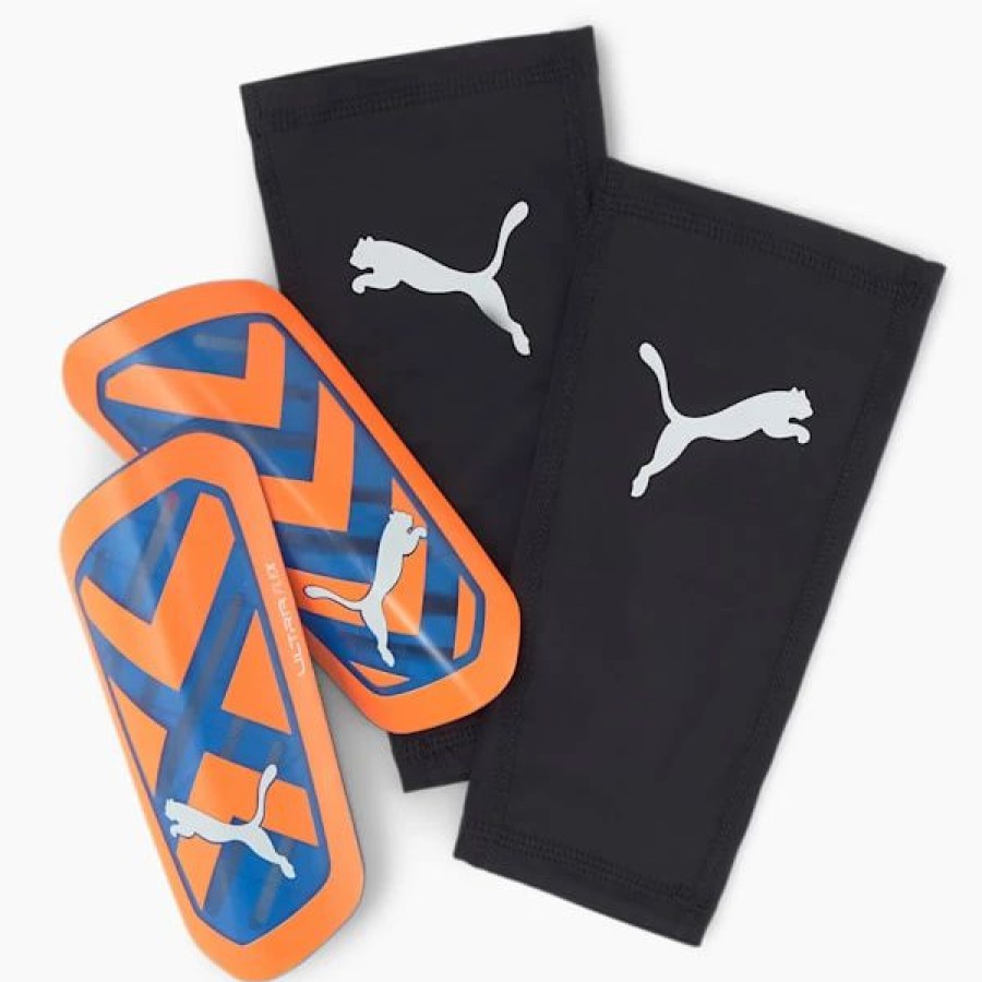 Sports * | Puma Ultra Flex Sleeve Soccer Shin Guards Ultra Orange-Blue Glimmer