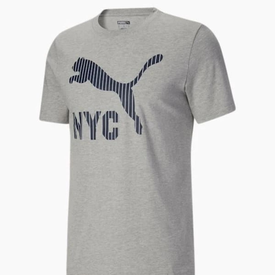 Clothing * | Puma Nyc Pinstripe Men'S Tee Light Gray Heather