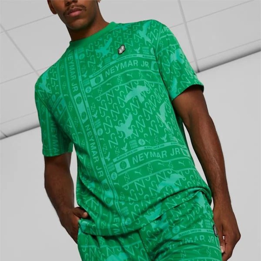 Clothing * | Puma Neymar Jr Jacquard Men'S Tee Leprechaun Green