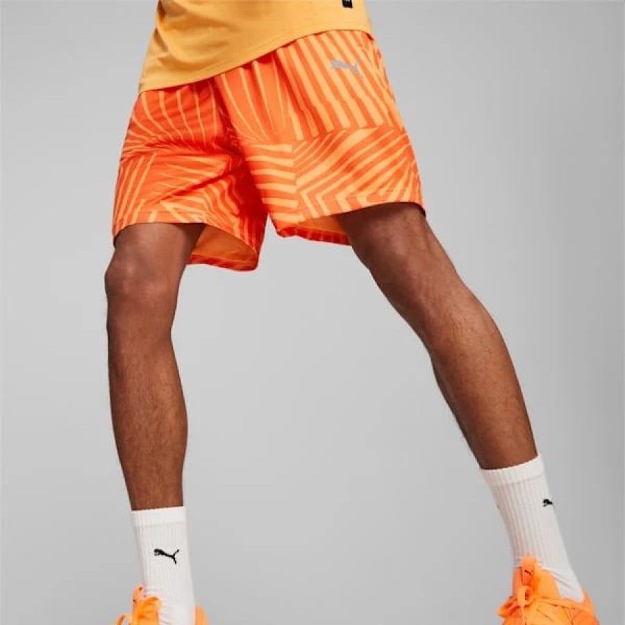 Sports * | Puma Baseline Printed Basketball Shorts Men Cayenne Pepper-Multi Aop