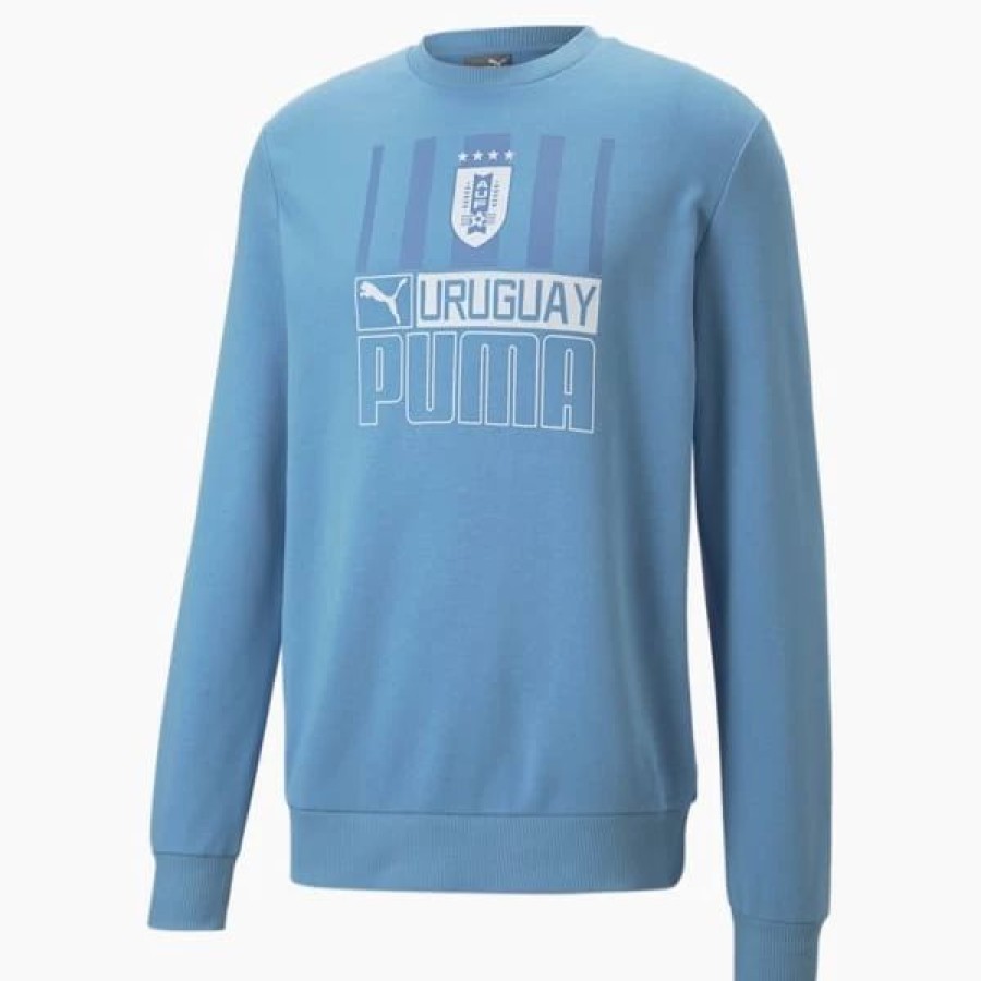 Sports * | Uruguay Soccer Ftblcore Men'S Crewneck Sweatshirt Silver Lake Blue-Puma White