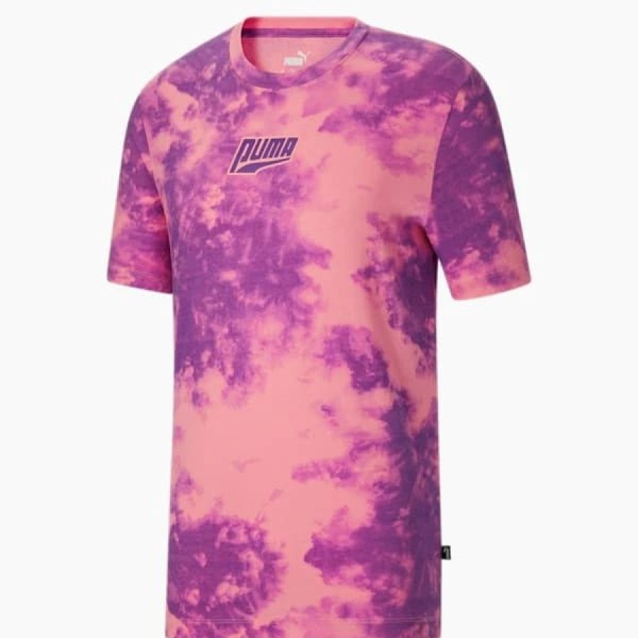 Clothing * | Puma Tie Dye Nostalgia Men'S Tee Fiery Pink