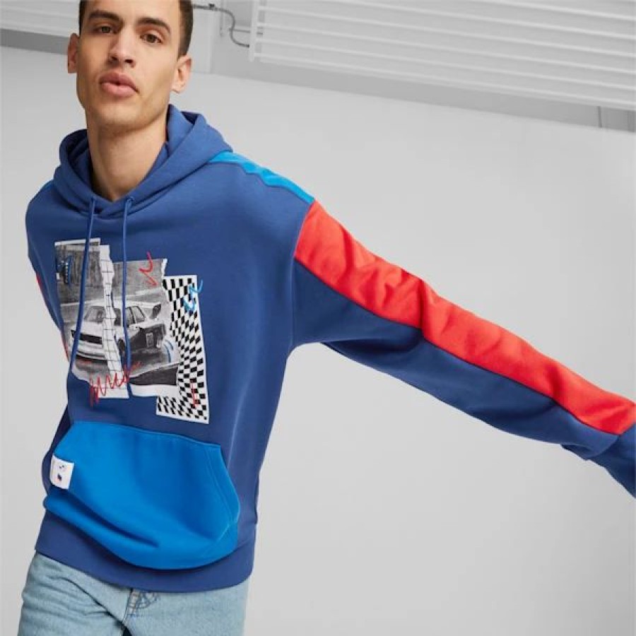 Sports * | Puma Bmw M Motorsport Men'S Graphic Hoodie Pro Blue-M Color