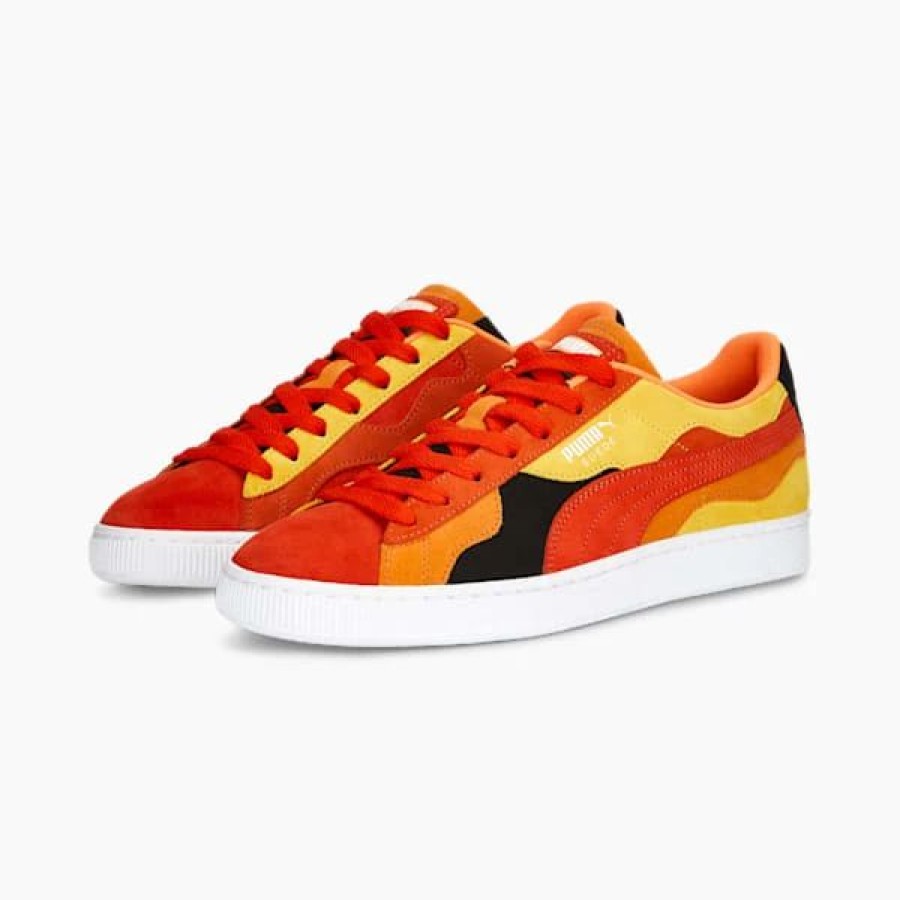 Shoes * | Puma Suede Camowave Men'S Sneakers Warm Earth-Clementine-Pele Yellow