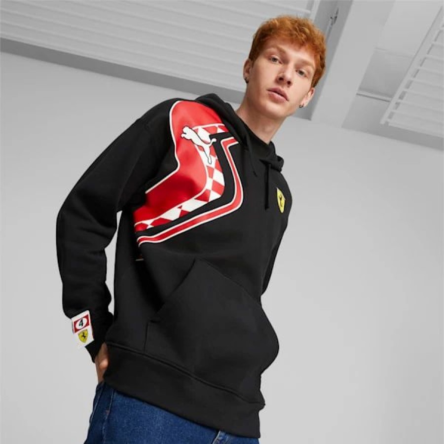 Sports * | Scuderia Ferrari Race Premium Men'S Hoodie Puma Black