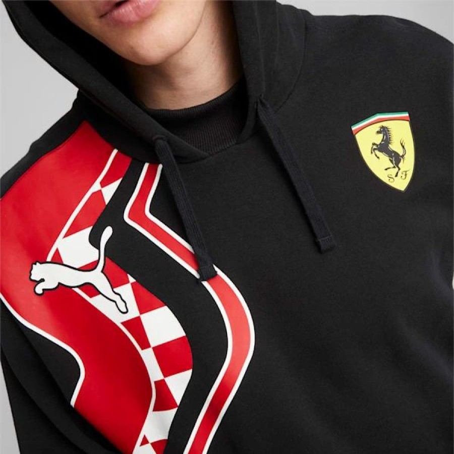 Sports * | Scuderia Ferrari Race Premium Men'S Hoodie Puma Black