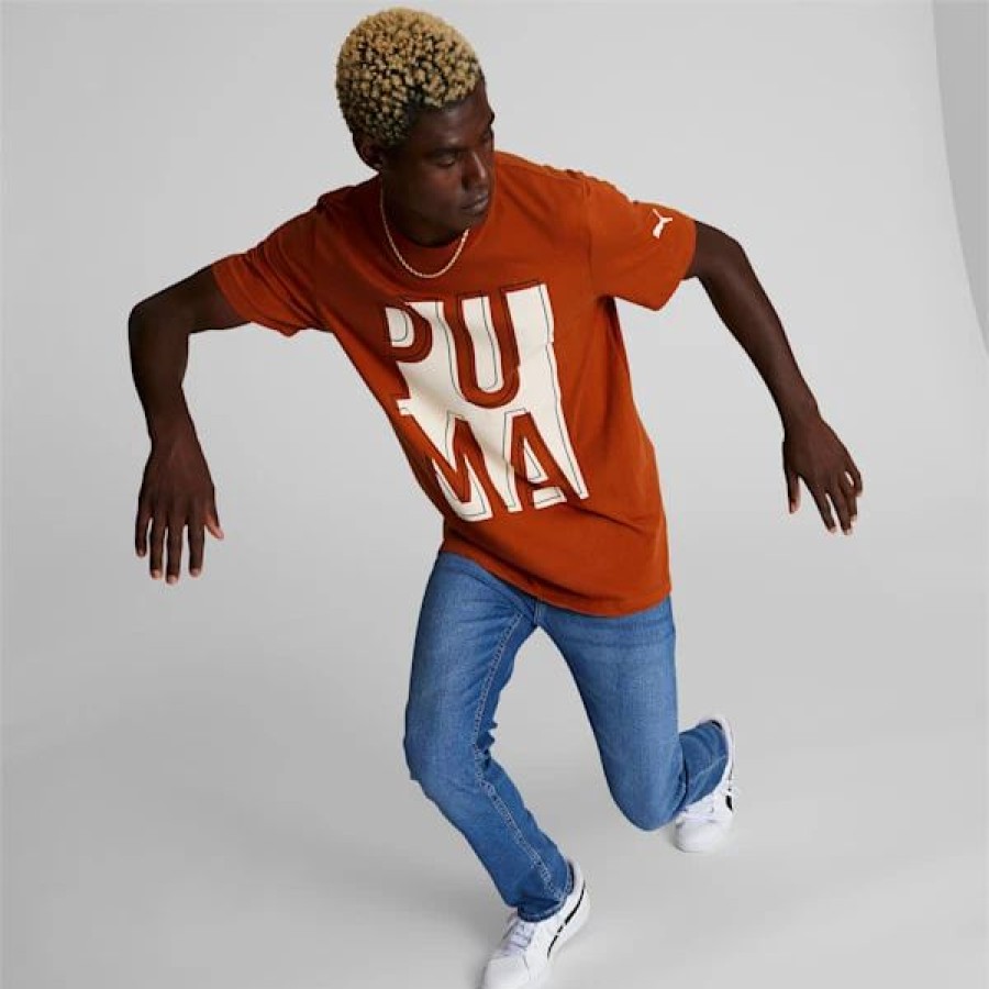 Clothing * | Puma Outside The Box Men'S Logo Tee Warm Chestnut